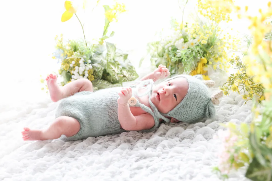 ニューボーンフォト撮影の様子 北九州 photo studio Lazuli